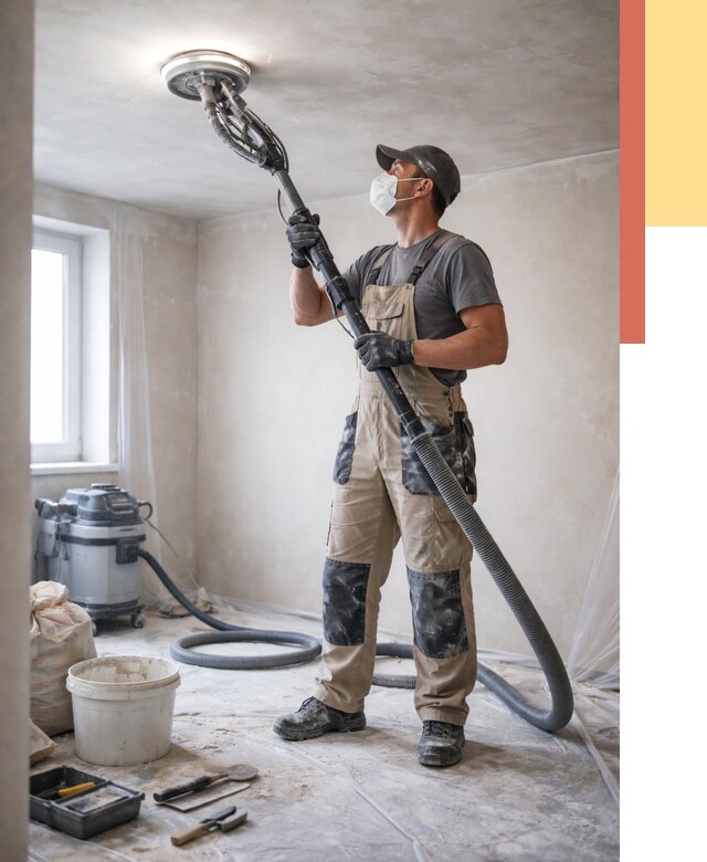 Шлифовка потолка в асбесте от 3537 руб. — услуги шлифования потолка | ОТДЕЛОЧНИК-Сбс