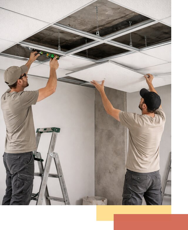Монтаж потолка Армстронг под ключ в асбесте