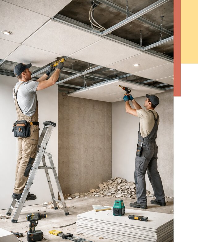 Монтаж акустического потолка в асбесте от 6570 руб/м2 — быстро и недорого | ОТДЕЛОЧНИК-Сбс