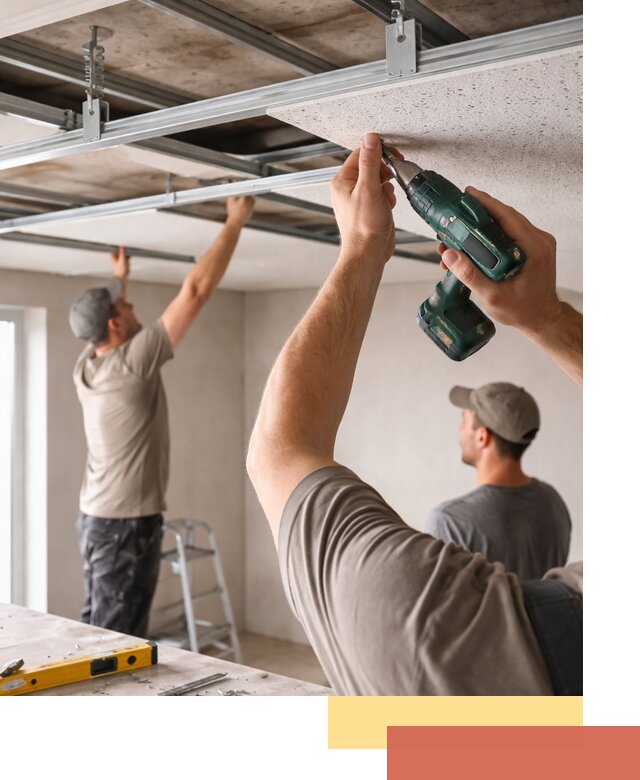 Монтаж акустического потолка в асбесте под ключ