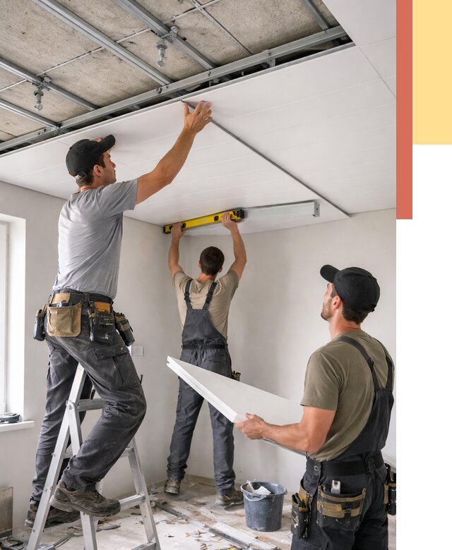 Монтаж потолка из ПВХ панелей в асбесте от 3537 руб./м2 — быстро и недорого | ОТДЕЛОЧНИК-Сбс