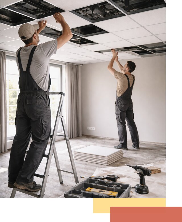 Замена плит подвесного потолка в асбесте быстро и качественно