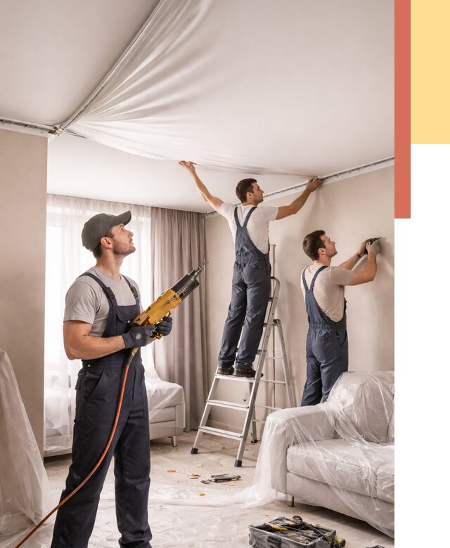 Установка натяжного потолка в асбесте от 4548 руб. | Быстро и недорого — ОТДЕЛОЧНИК-Сбс