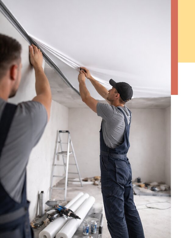 Монтаж матового натяжного потолка в асбесте от 4548 руб./м² — быстро и недорого | ОТДЕЛОЧНИК-Сбс