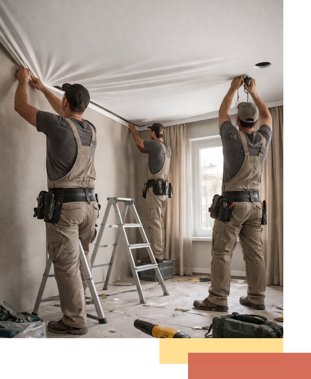 Монтаж матового натяжного потолка в асбесте качественно и быстро