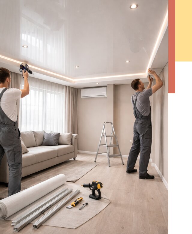 Монтаж глянцевого натяжного потолка в асбесте от 758 руб. под ключ | ОТДЕЛОЧНИК-Сбс