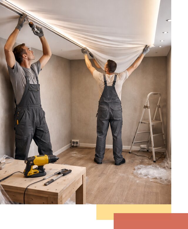 Монтаж натяжного потолка с подсветкой в асбесте цена и сроки