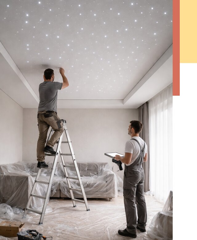 Монтаж натяжного потолка «звездное небо» в асбесте от 6570 руб. | ОТДЕЛОЧНИК-Сбс