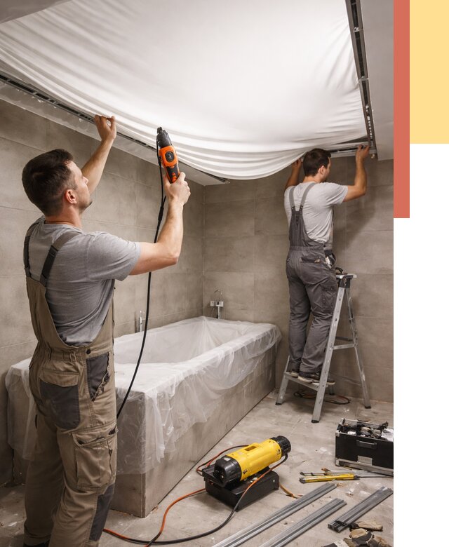 Монтаж натяжного потолка в ванной в асбесте от 1213 руб. под ключ | ОТДЕЛОЧНИК-Сбс