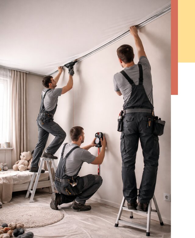 Монтаж натяжного потолка в детской в асбесте от 3537 руб. — быстро и недорого | ОТДЕЛОЧНИК-Сбс