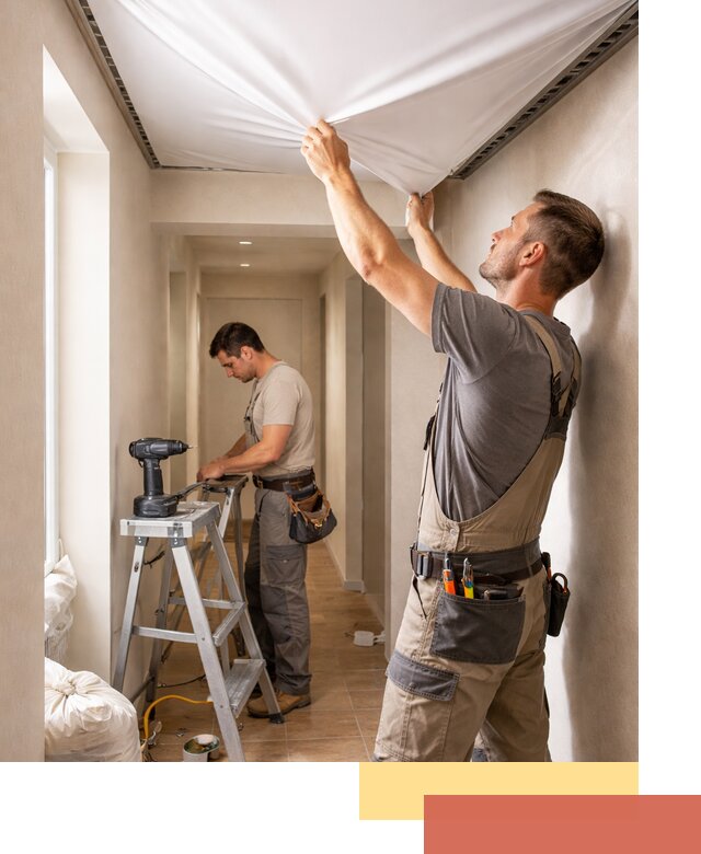 Монтаж натяжного потолка в прихожей в асбесте