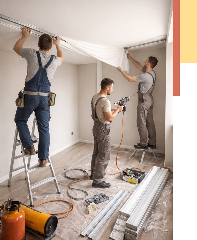 Монтаж натяжного потолка в студии в асбесте от 5559 руб. — быстро и недорого | ОТДЕЛОЧНИК-Сбс