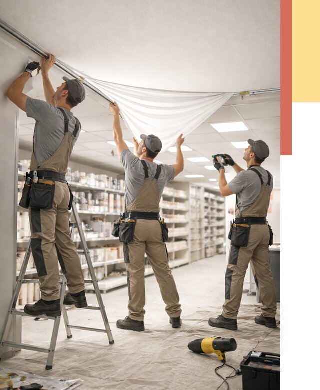 Монтаж натяжного потолка в магазине в асбесте от 4548 руб. быстро и недорого | ОТДЕЛОЧНИК-Сбс