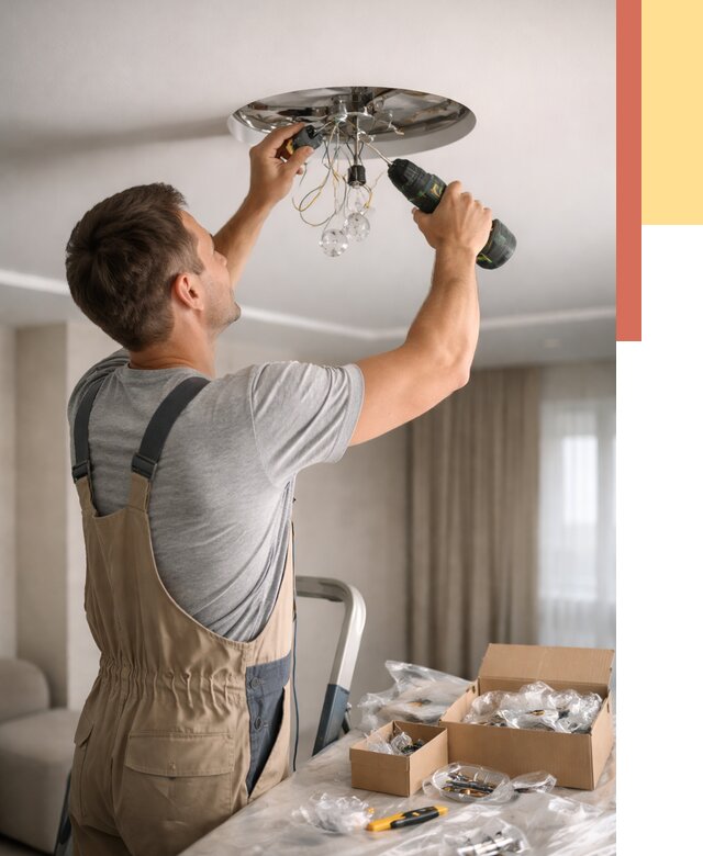 Установка люстры в натяжной потолок в асбесте от 1213 руб. | Быстро и недорого — ОТДЕЛОЧНИК-Сбс