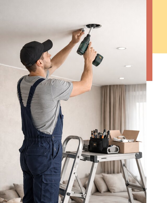 Установка и монтаж точечных светильников в натяжной потолок в асбесте от 1819 руб. | ОТДЕЛОЧНИК-Сбс