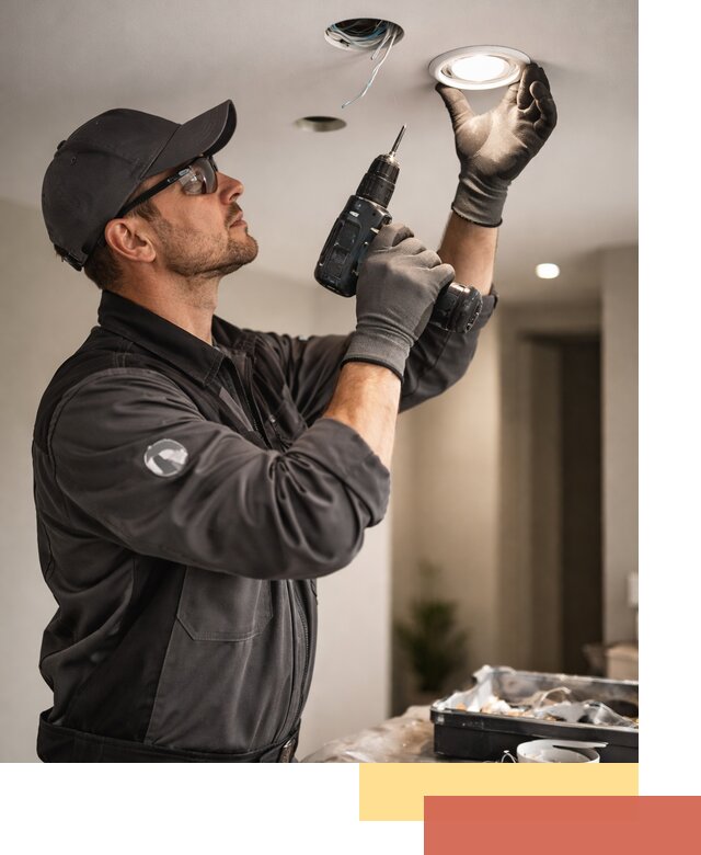 Установка точечных светильников в натяжной потолок в асбесте