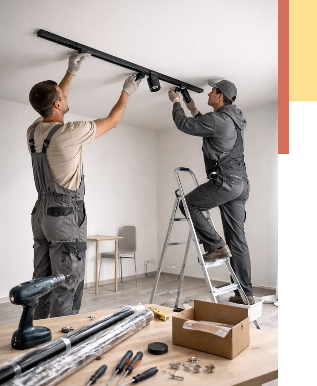 Установка трековых светильников в натяжной потолок в асбесте от 4245 руб. | ОТДЕЛОЧНИК-Сбс