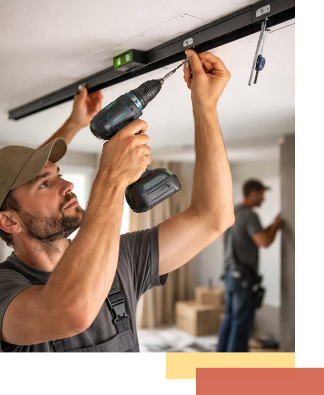 Установка трековых светильников в натяжной потолок в асбесте