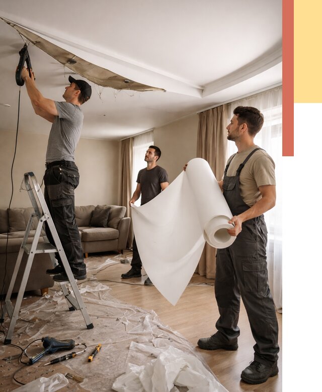 Замена полотна натяжного потолка в асбесте от 9602 руб. быстро и недорого | ОТДЕЛОЧНИК-Сбс