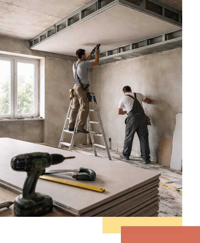 Двухуровневый потолок из гипсокартона в асбесте