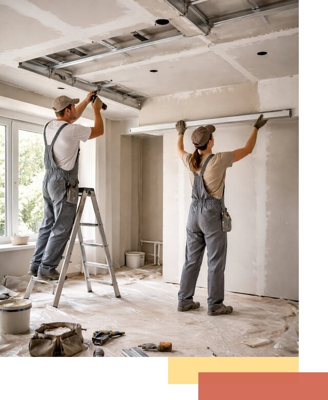 Монтаж многоуровневого потолка из гипсокартона в асбесте