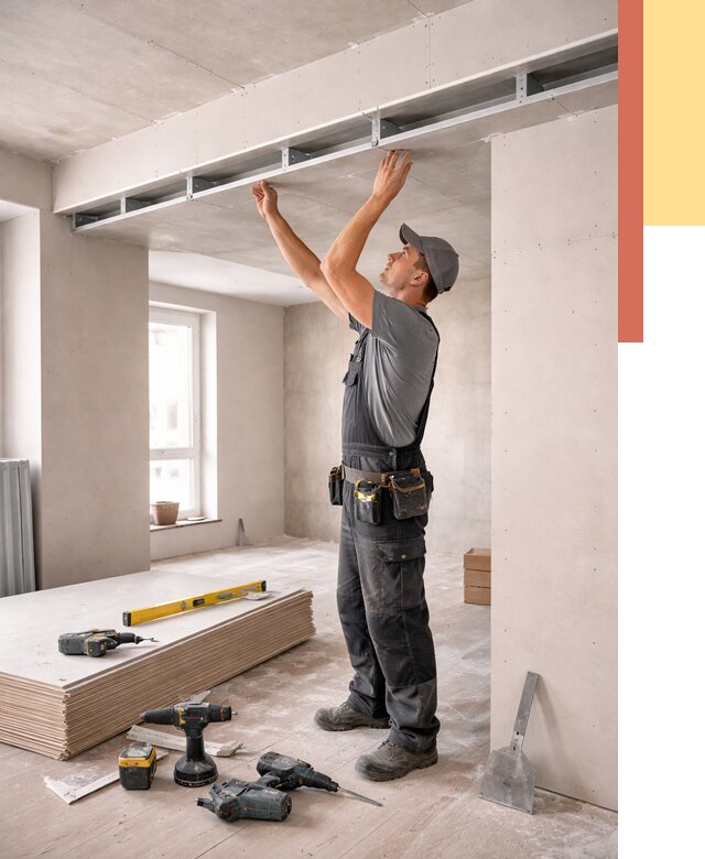 Потолок из гипсокартона с нишей в асбесте от 1263 руб. под ключ | ОТДЕЛОЧНИК-Сбс