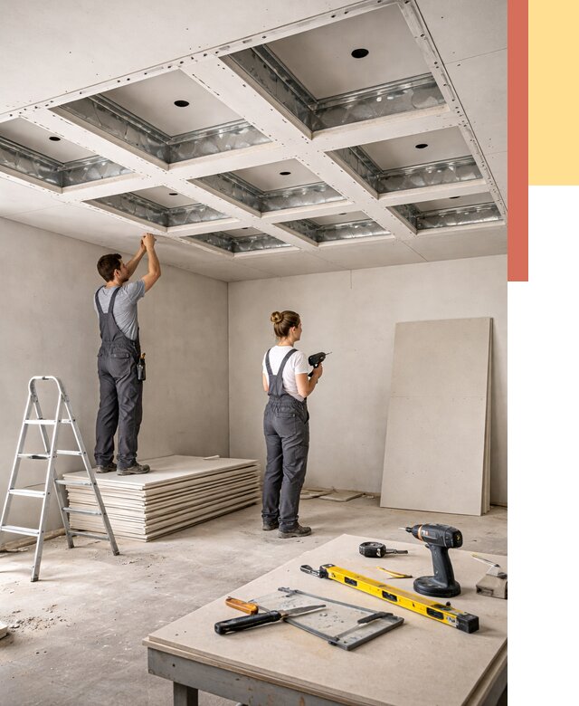 Кессонный потолок из гипсокартона в асбесте от 1870 руб. — монтаж и под ключ | ОТДЕЛОЧНИК-Сбс