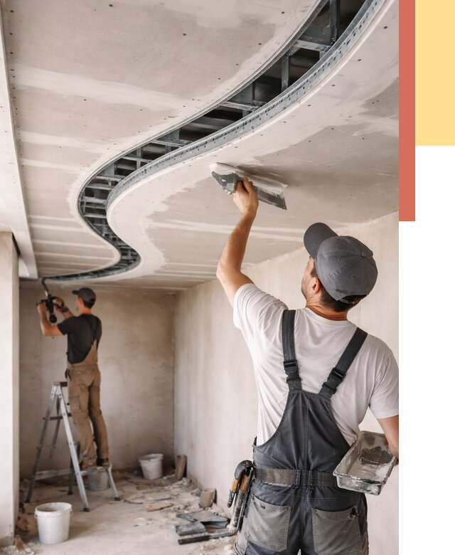 Криволинейный потолок из гипсокартона в асбесте от 2122 руб./м2 | ОТДЕЛОЧНИК-Сбс