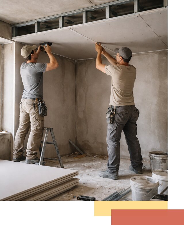 Короб из гипсокартона на потолке под ключ в асбесте