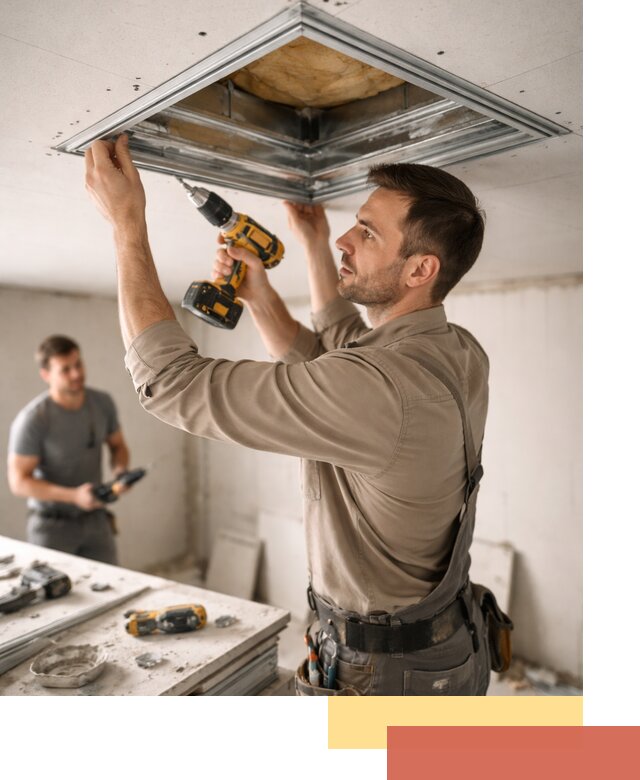 Монтаж люка в потолок из ГКЛ в асбесте