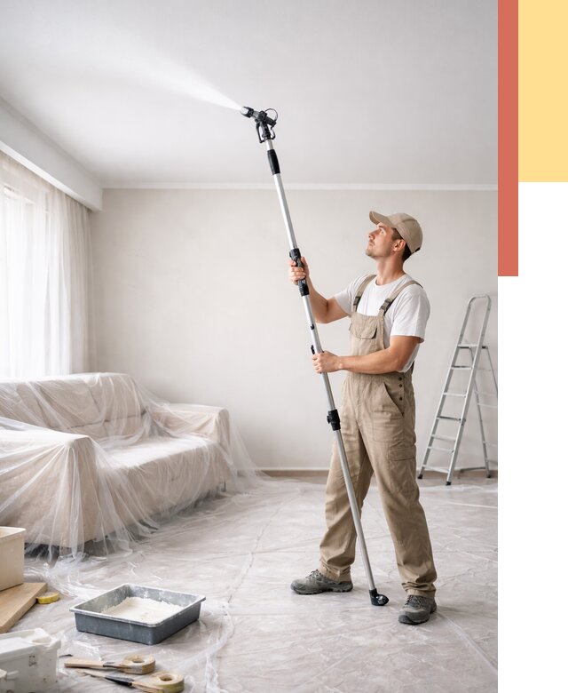 Покраска потолка краскопультом в асбесте от 4548 руб. быстро и недорого | ОТДЕЛОЧНИК-Сбс