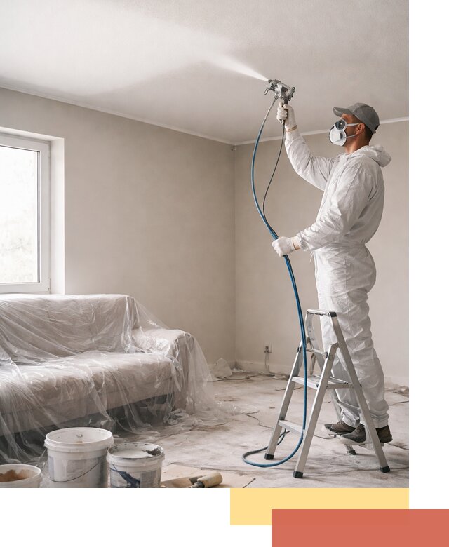 Покраска потолка краскопультом в асбесте быстро и качественно